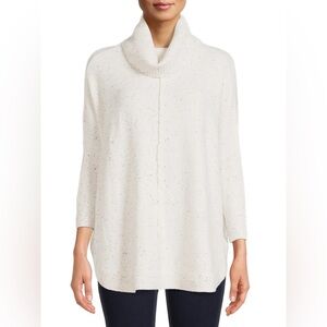 Time and Tru Speckled Cream Turtleneck Sweater